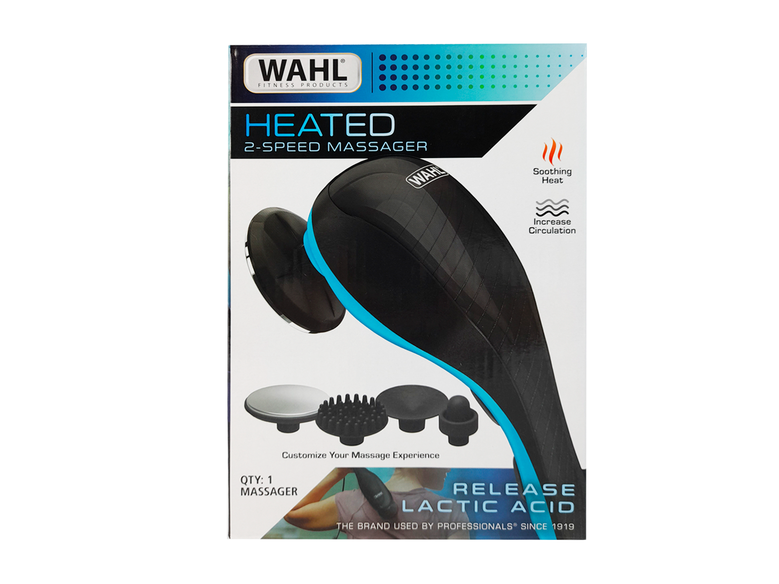 Masajeador manual Wahl para todo el cuerpo de 2 velocidades, color negro