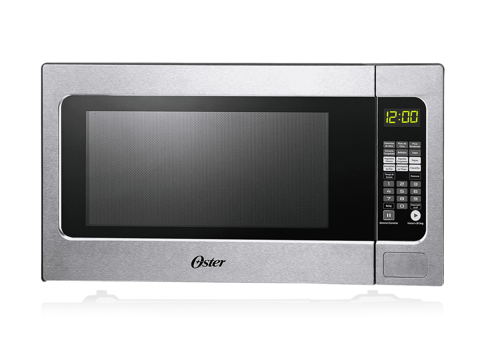 Horno microondas digital de 2.2' cúbicos de capacidad, acero, alta potencia.