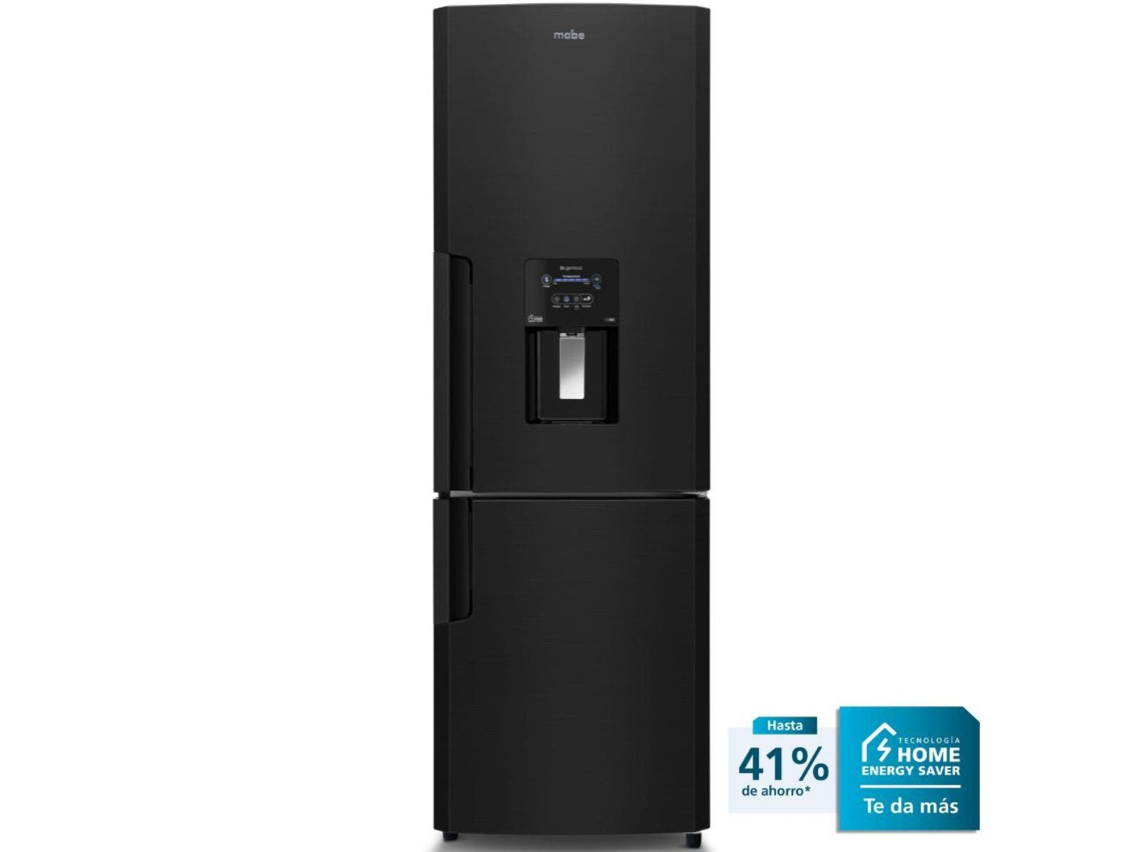 Refrigeradora Bottom Freezer de 11' cúbicos con dispensador, negro mate