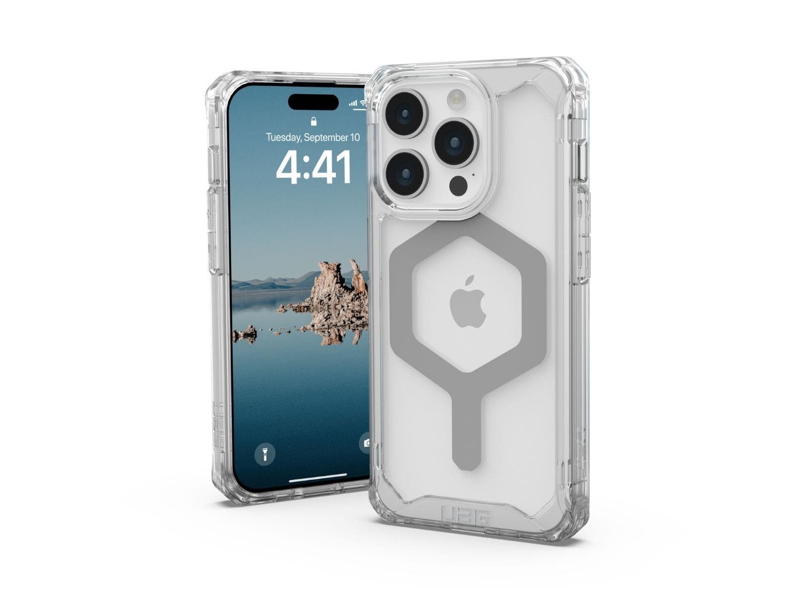 UAG, Estuche Pylo con MagSafe para iPhone 15 Pro (Clear/Silver)