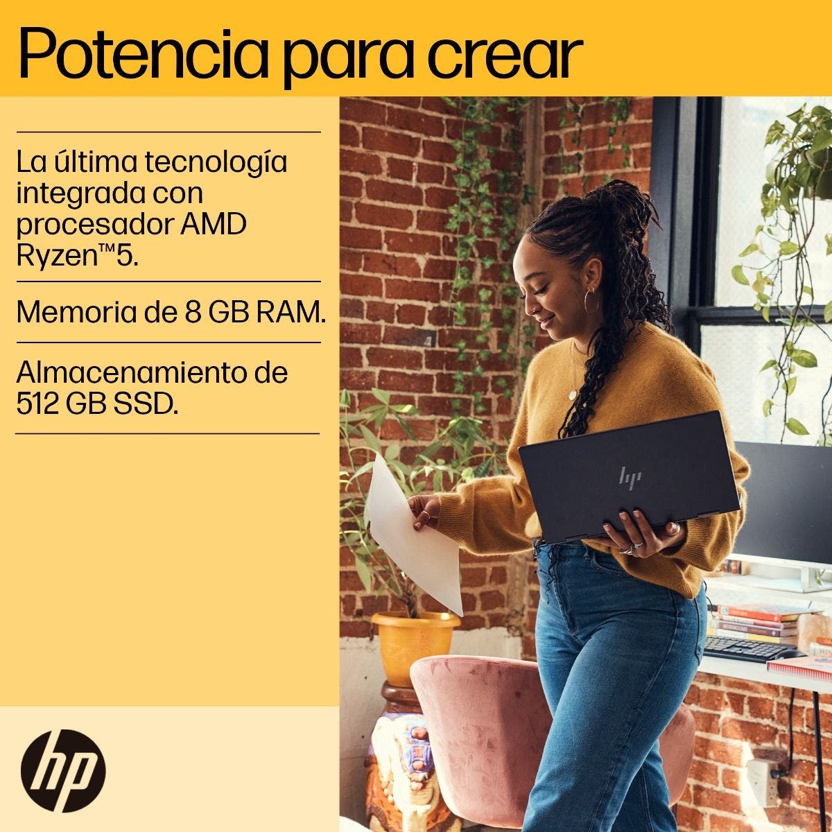 Laptop HP ENVY x360 2-en-1 Laptop 15-fh0000la 15.6" FHD, AMD Ryzen 5 7530U, 8GB RAM, 512GBSSD