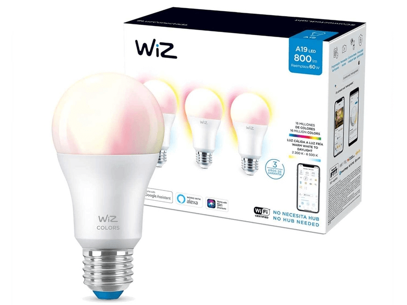 Paquete de 3 Bombillo LED multicolor inteligente WiFi, de 60watts,  compatible con Alexa y Google As