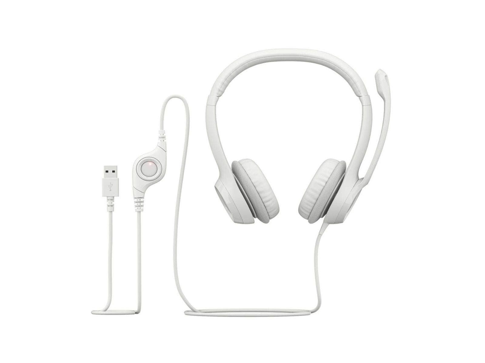 Headset Logitech H390 con Conexión USB y Micrófono (Blanco)