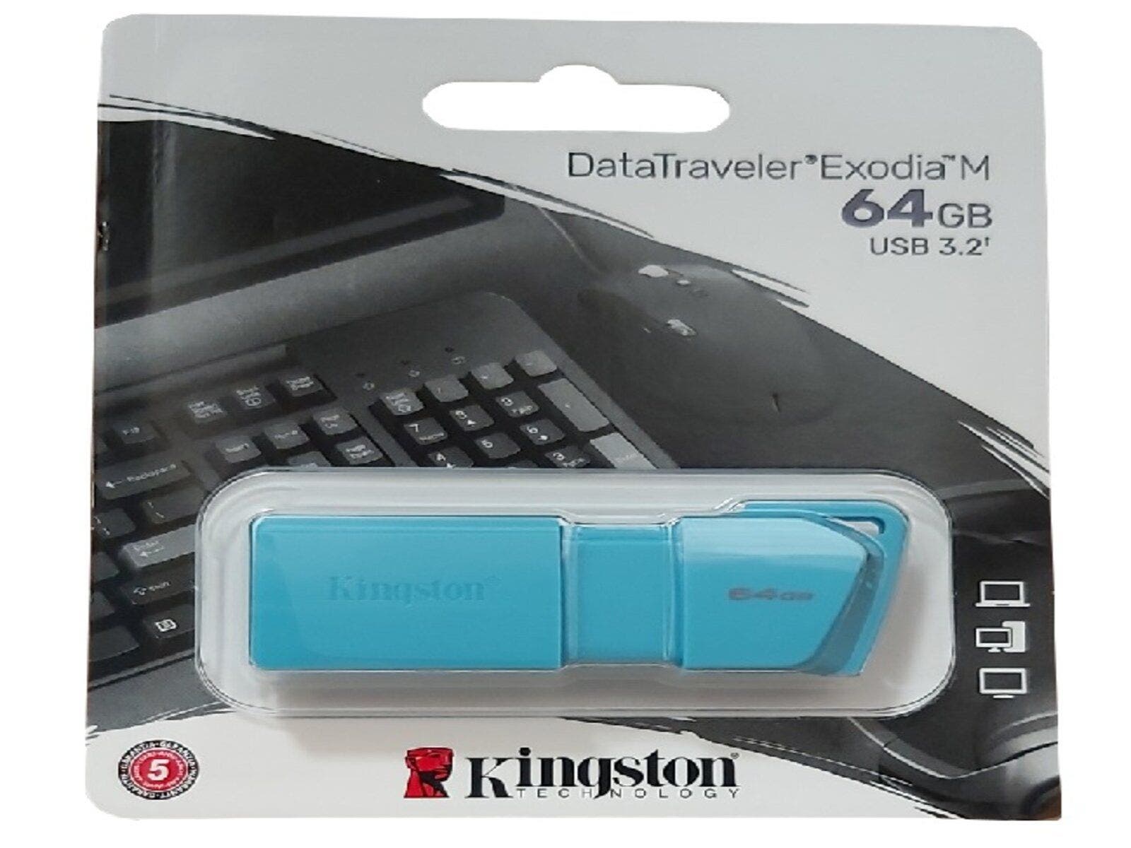 Kingston 64GB USB DT Exodia M DTXM NEON Aqua Blue