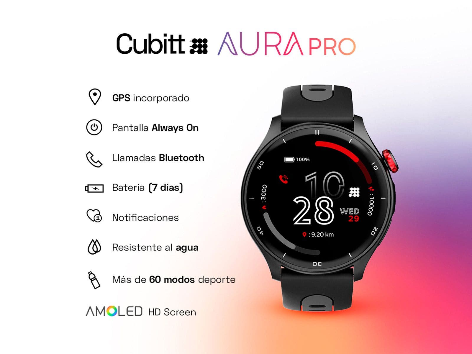 Cubitt, Reloj Inteligente AURA PRO (Negro)