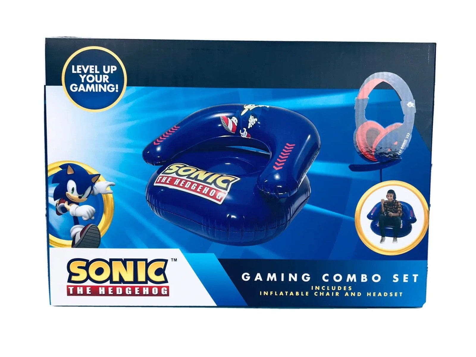 Silla Inflable y Headset con Micrófono Sonic The Hedgehog (Azul)