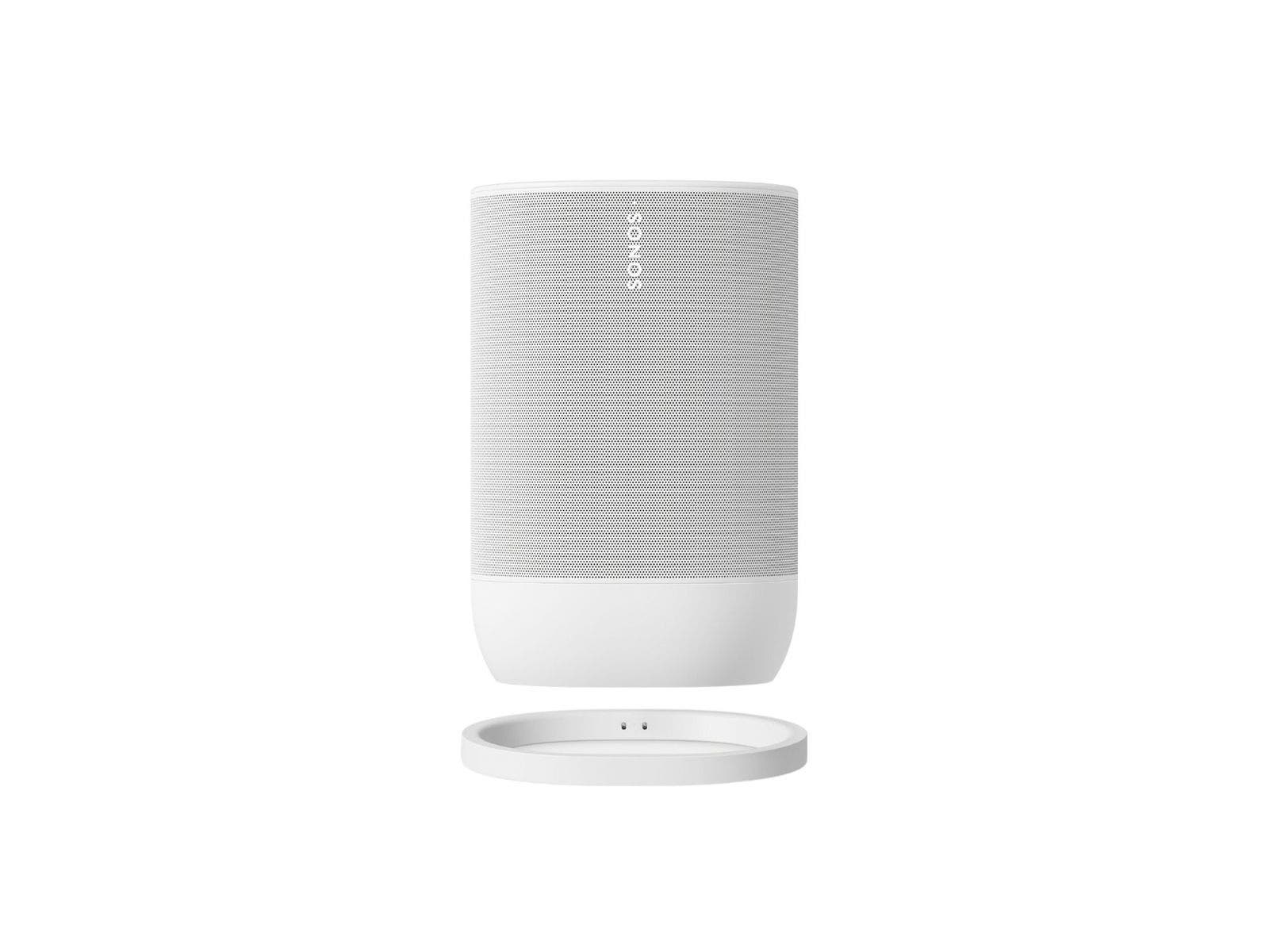 Bocina portatil WiFi, inteligente multiroom, compatible con google assistant y alexa. color blanco