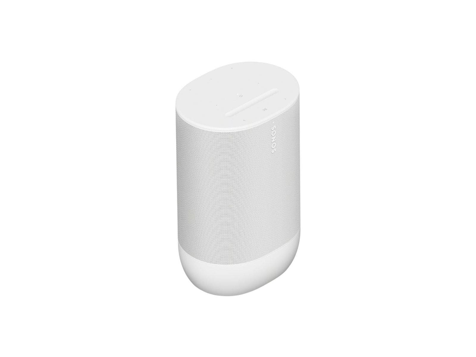 Bocina portatil WiFi, inteligente multiroom, compatible con google assistant y alexa. color blanco