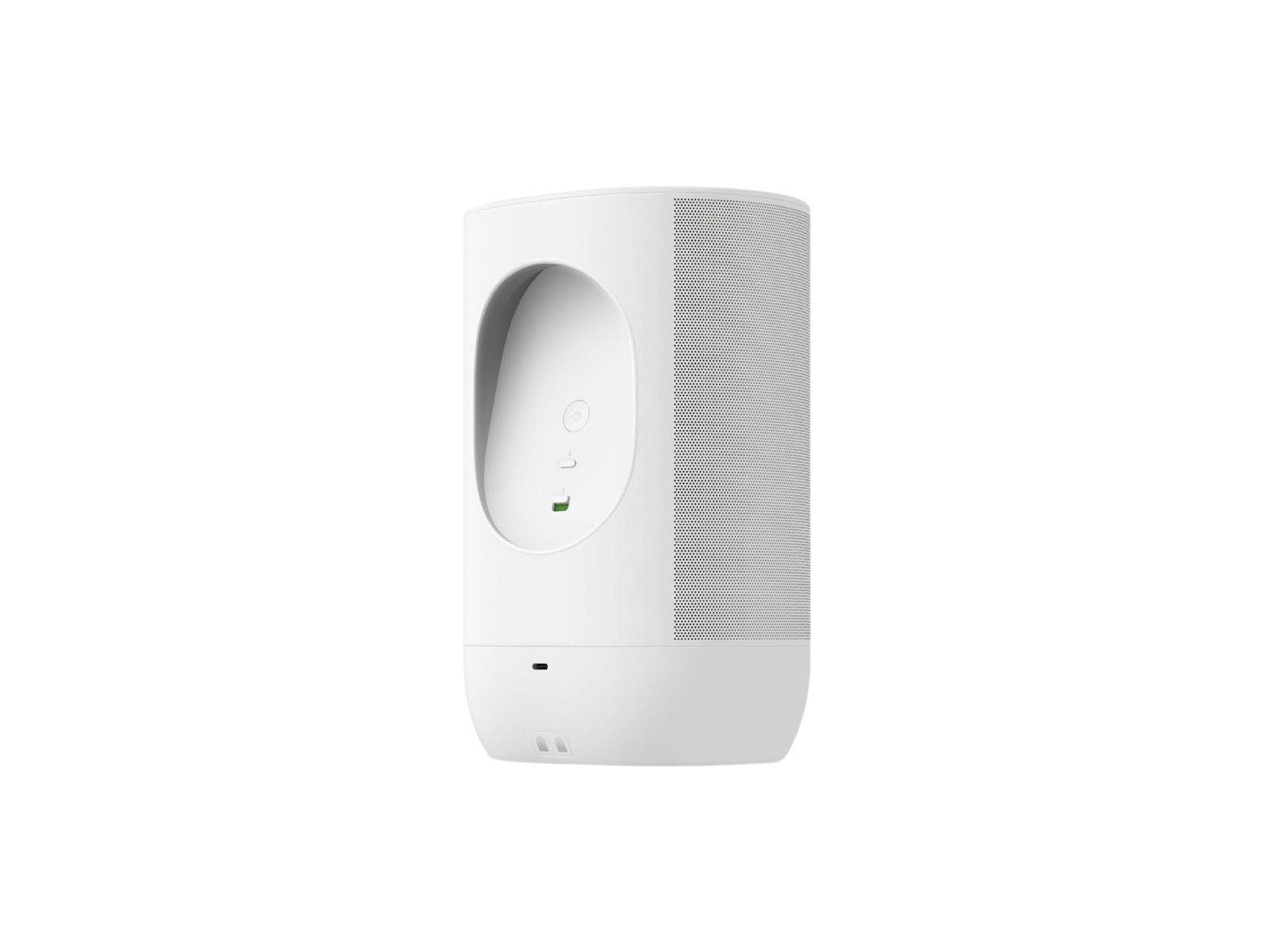 Bocina portatil WiFi, inteligente multiroom, compatible con google assistant y alexa. color blanco