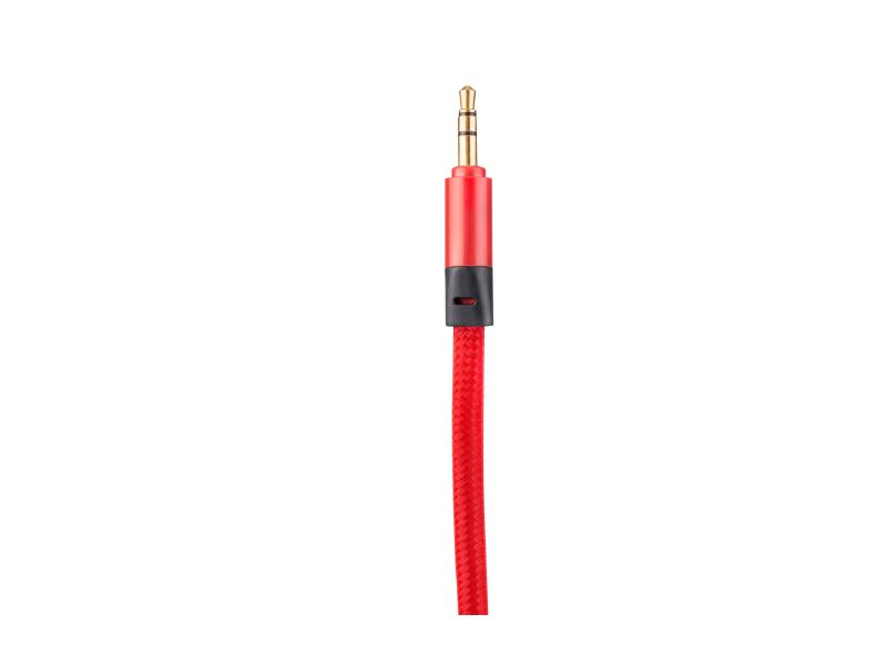 CABLE DE AUDIO AUXILIAR 3.5MM DORADO 1.8M ROJO