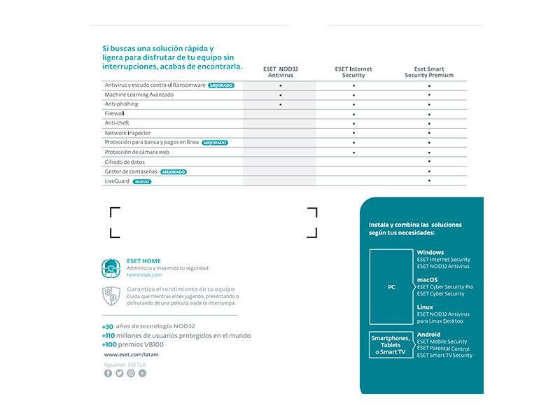 Licencia electrónica Internet Security ESET NOD32 para 3 computadoras por 1 año