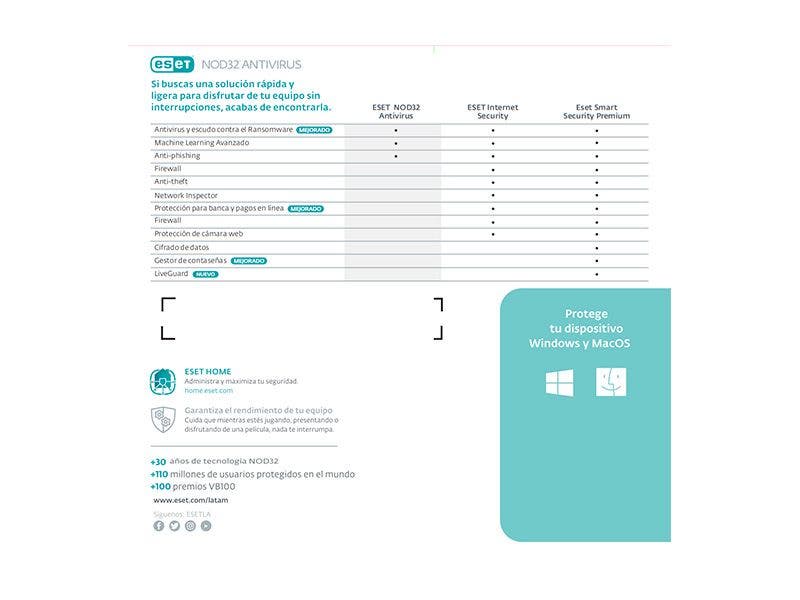 Licencia electrónica Antivirus ESET NOD32 para 3 computadoras por 1 año