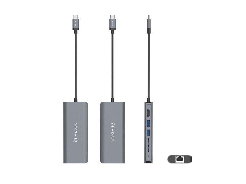 Replicador de puertos 6 en 1 USB-C, Ethernet, HDMI, USB-A, Lector de Tarjetas