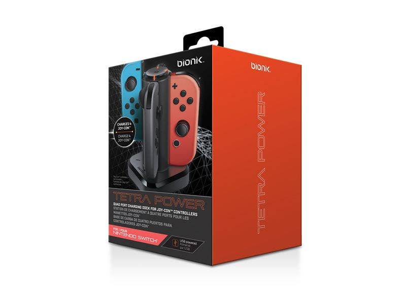 Cargador Bionik Tetra Power para Joy-Con (Negro)