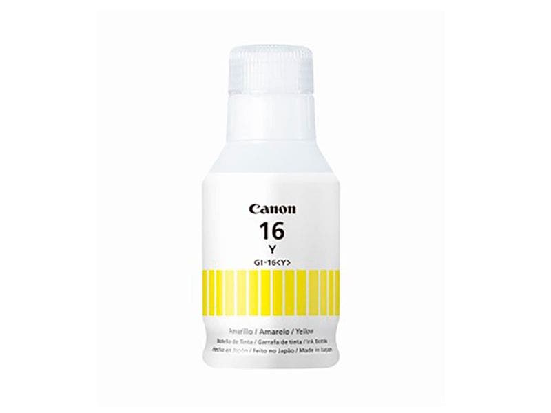 Botella de Tinta Canon GI-16A Color Amarillo para Impresoras PIXMA GX6010, GX7010