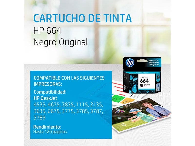 Cartucho de Tinta HP 664B Negra Ink Advantage