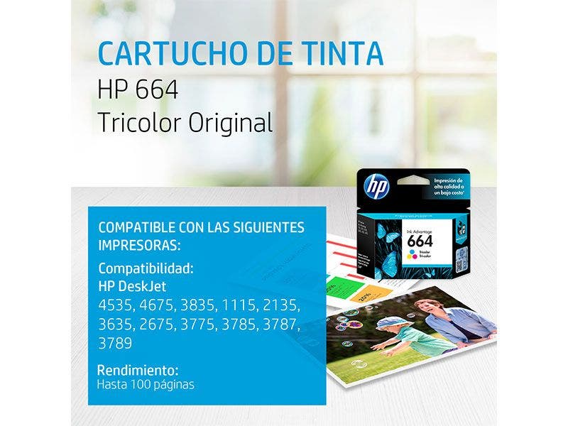 Cartucho de Tinta HP 664C Tricolor Ink Advantage