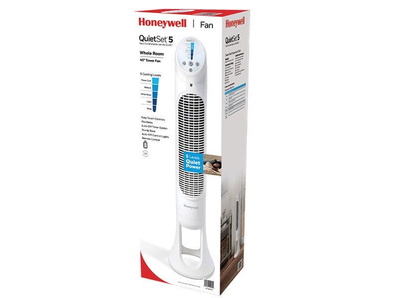 Ventilador de torre, Honeywell, HYF260, Color Blanco de 5 velocidades