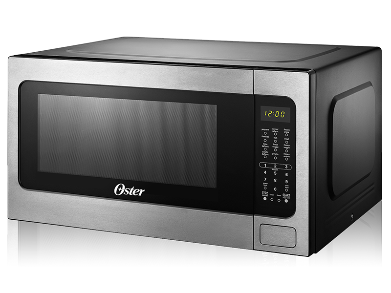 Horno microondas digital de 2.2' cúbicos de capacidad, acero, alta potencia.