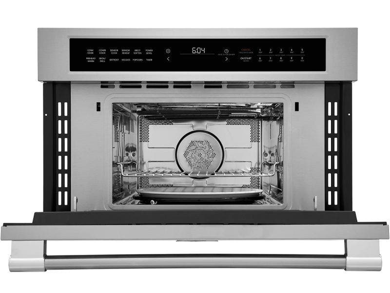 Horno microondas empotrable, 1.6' cúbicos, convección, acero, Frigidaire PMBD3080AF.