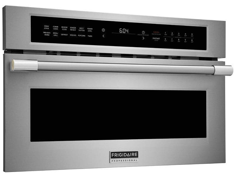 Horno microondas empotrable, 1.6' cúbicos, convección, acero, Frigidaire PMBD3080AF.