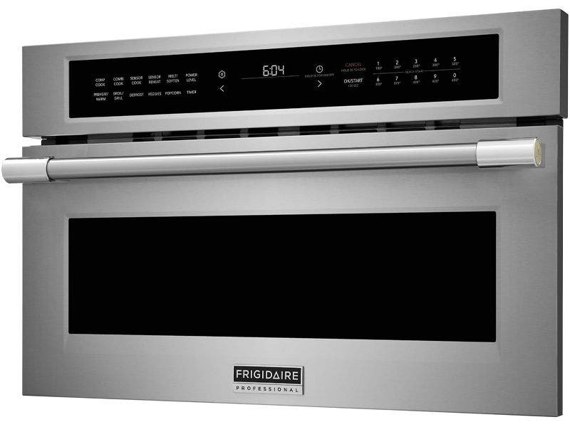 Horno microondas empotrable, 1.6' cúbicos, convección, acero, Frigidaire PMBD3080AF.