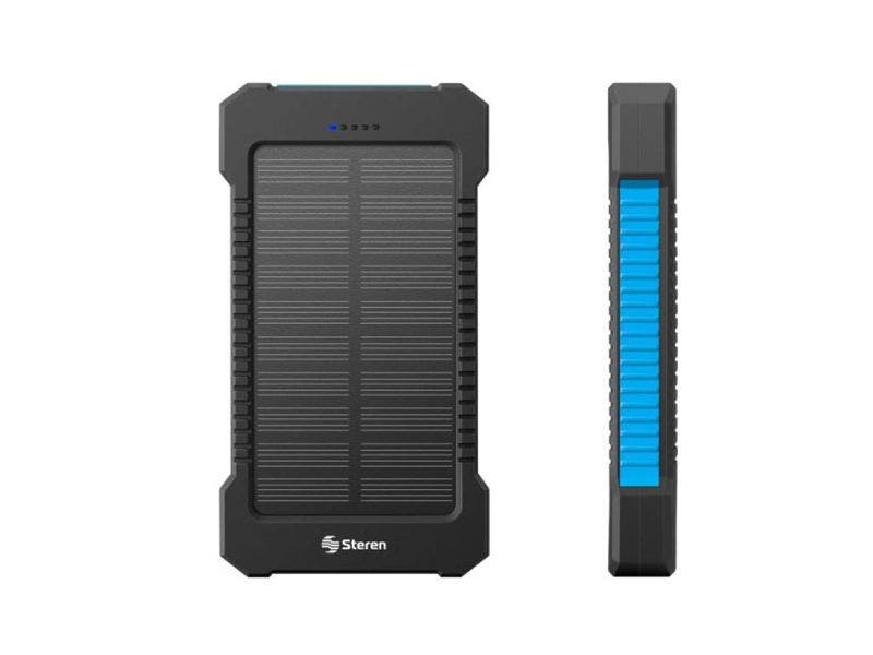 Steren, Power Bank de 6,000mAh, Carga Solar (Negro)