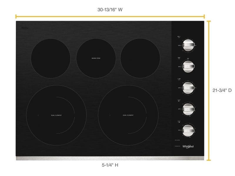 Cooktop eléctrico, empotrable de 30", acero.