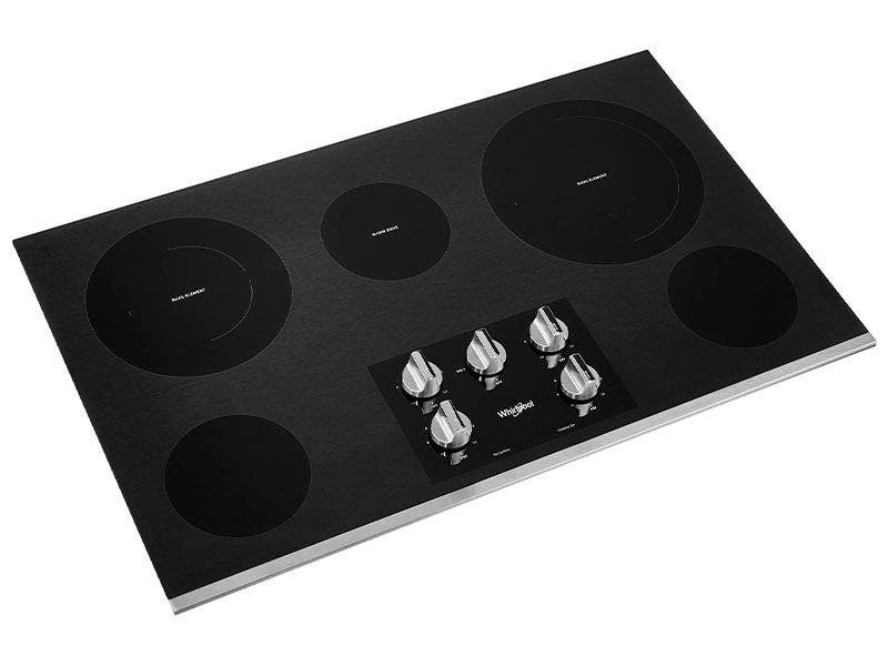 Cooktop eléctrico de 36'',  luz indicadora de superficie caliente, Whirlpool WCE77US6HS.