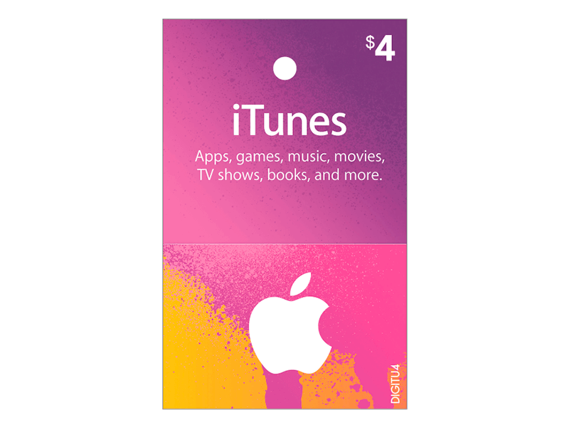 Tarjeta para Itunes & App Store de $4