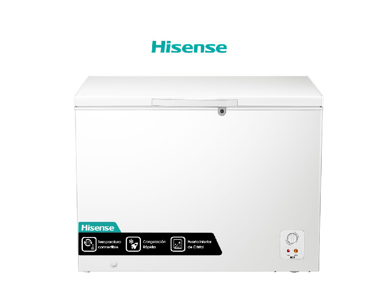 Congelador horizontal de 15' cúbicos, color blanco. Hisense FC15D6BWX