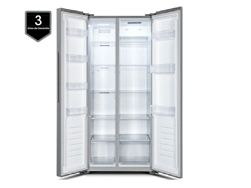 Refrigeradora side by side de 16'. color gris. Hisense, RS16N6ASN.